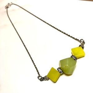 Neon Yellow Green Jade and Swarovski Crystal Necklace